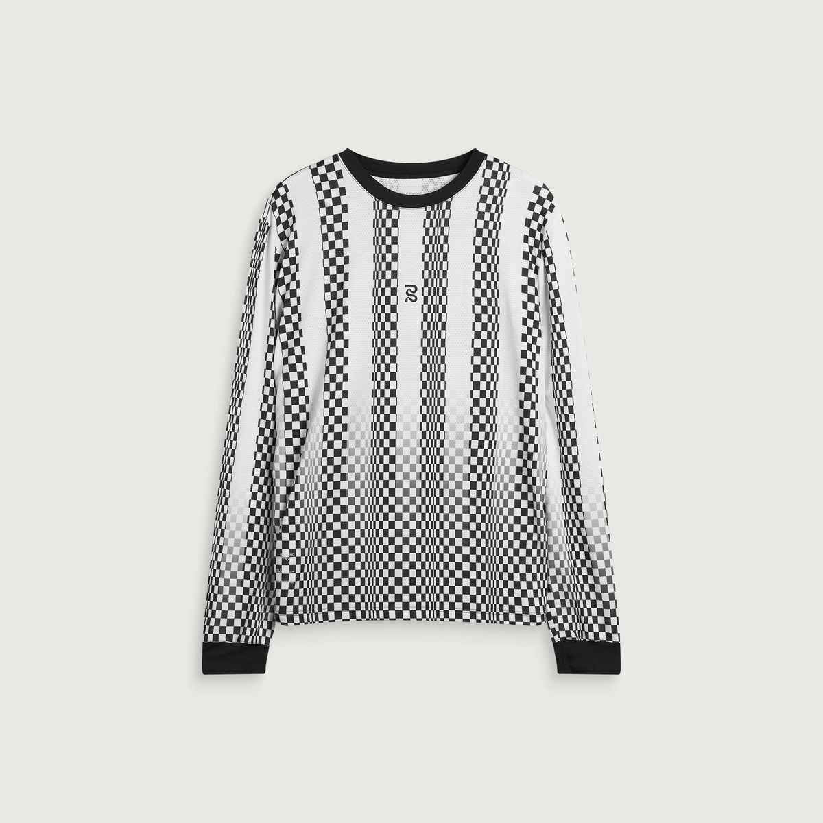 Bandit Men's Micromesh™ Long Sleeve Performance T-Shirt in Checkerboard Stripe - Stone White
