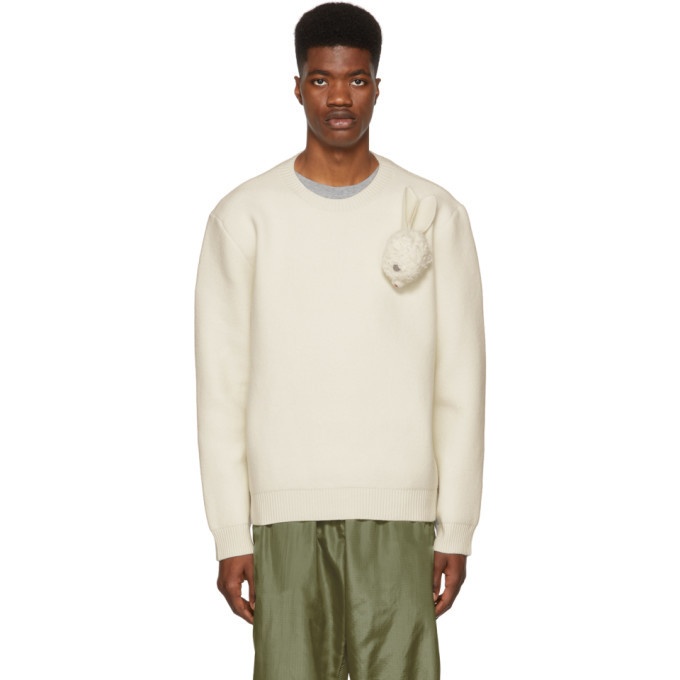 Photo: JW Anderson Off-White Bunny Brooch Crewneck Sweater