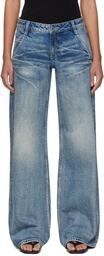 Fax Copy Express Blue '888' Low-Rise Loose Jeans