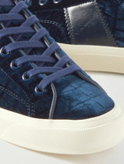 TOM FORD - Cambridge Leather-Trimmed Croc-Effect Velvet Sneakers - Blue