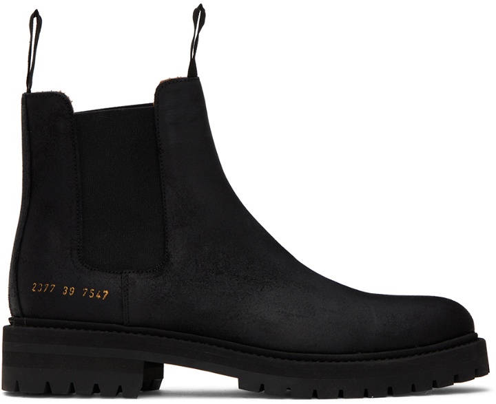 Photo: Common Projects Black Stamped Chelsea Boots