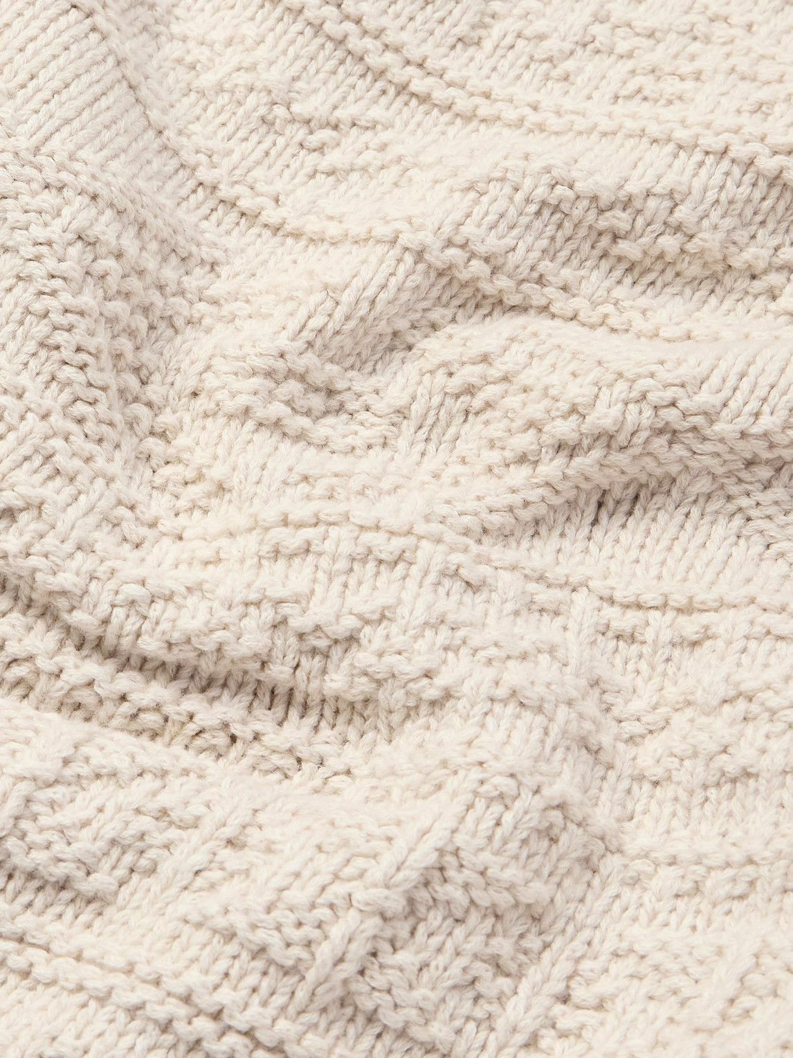 Ralph Lauren Purple label - Shawl-Collar Textured Cotton and Wool-Blend Cardigan - Neutrals