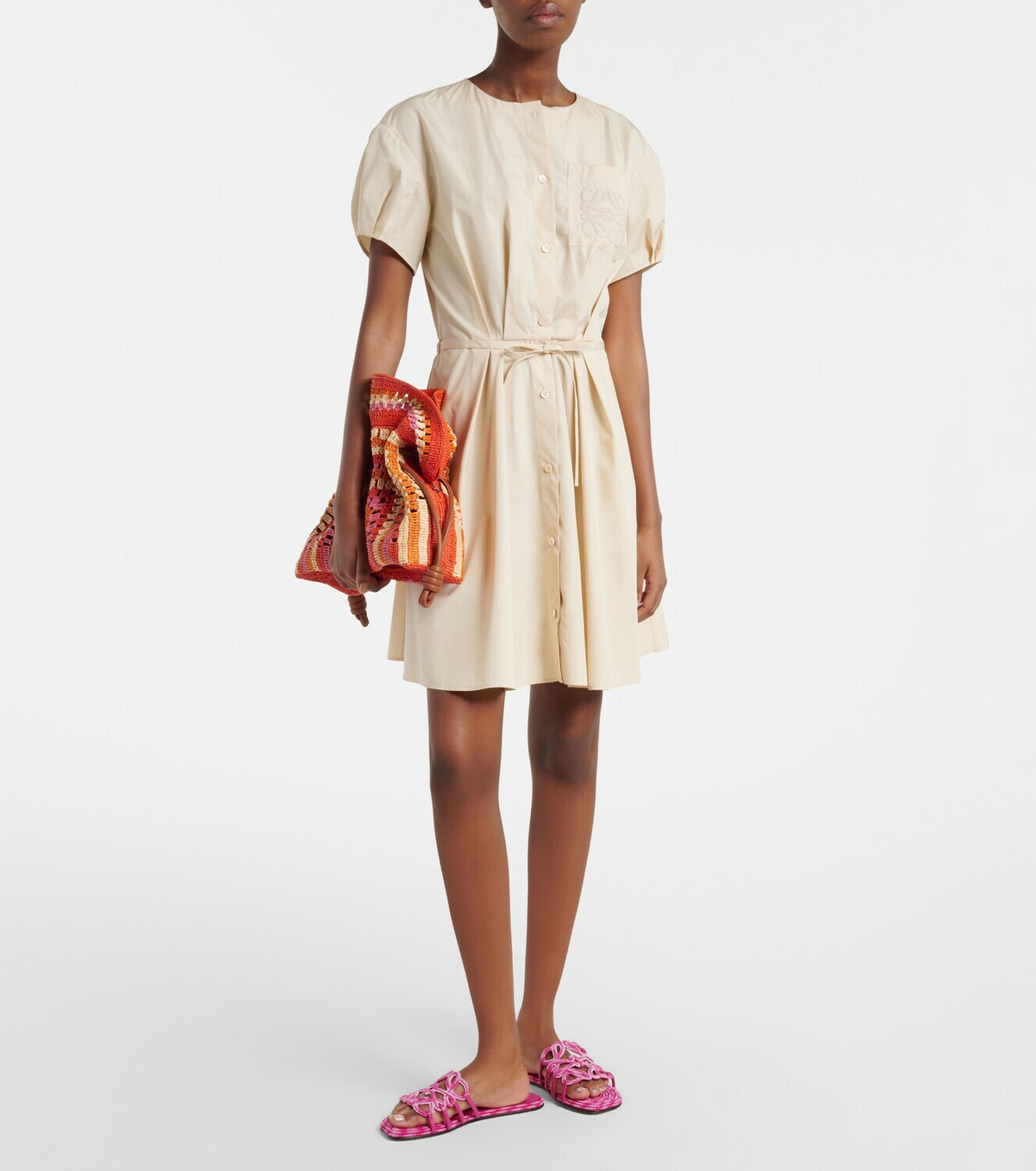 Loewe Paula's Ibiza Anagram cotton poplin shirt dress