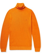 ETRO - Logo-Embroidered Virgin Wool Rollneck Sweater - Orange