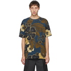 Dries Van Noten Khaki and Navy Flower Round Neck T-Shirt