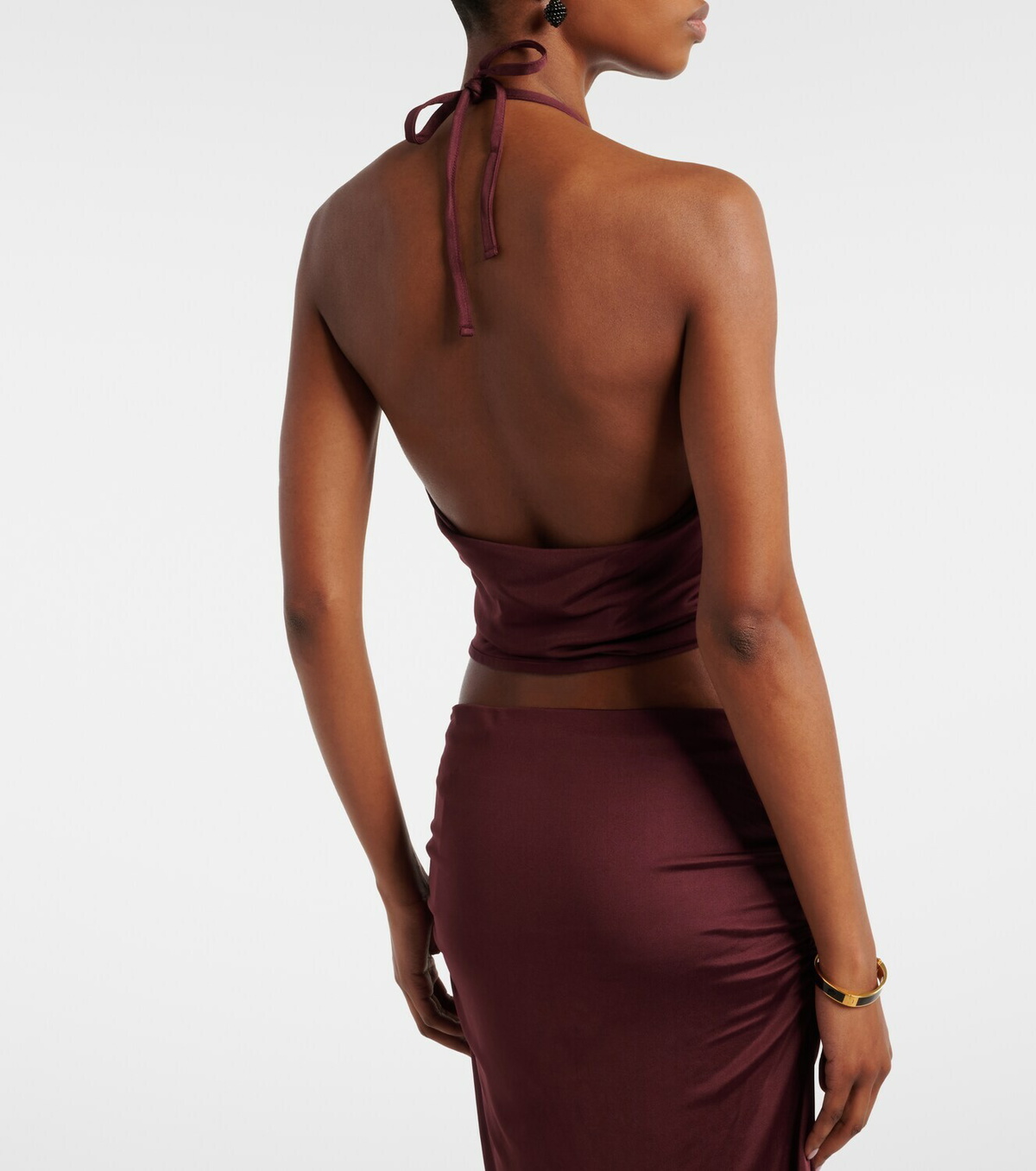 Aya Muse Kaima draped jersey crop top