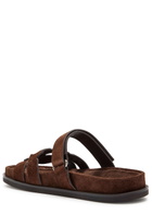Tory Burch Ines Sport Brushed Suede Sliders Dark Brown