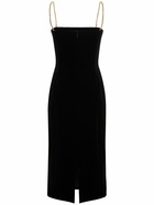 FERRAGAMO - Flock Velvet Denim Midi Dress W/chain