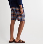 Missoni - Slim-Fit Checked Crochet-Knit Cotton and Wool-Blend Shorts - Blue