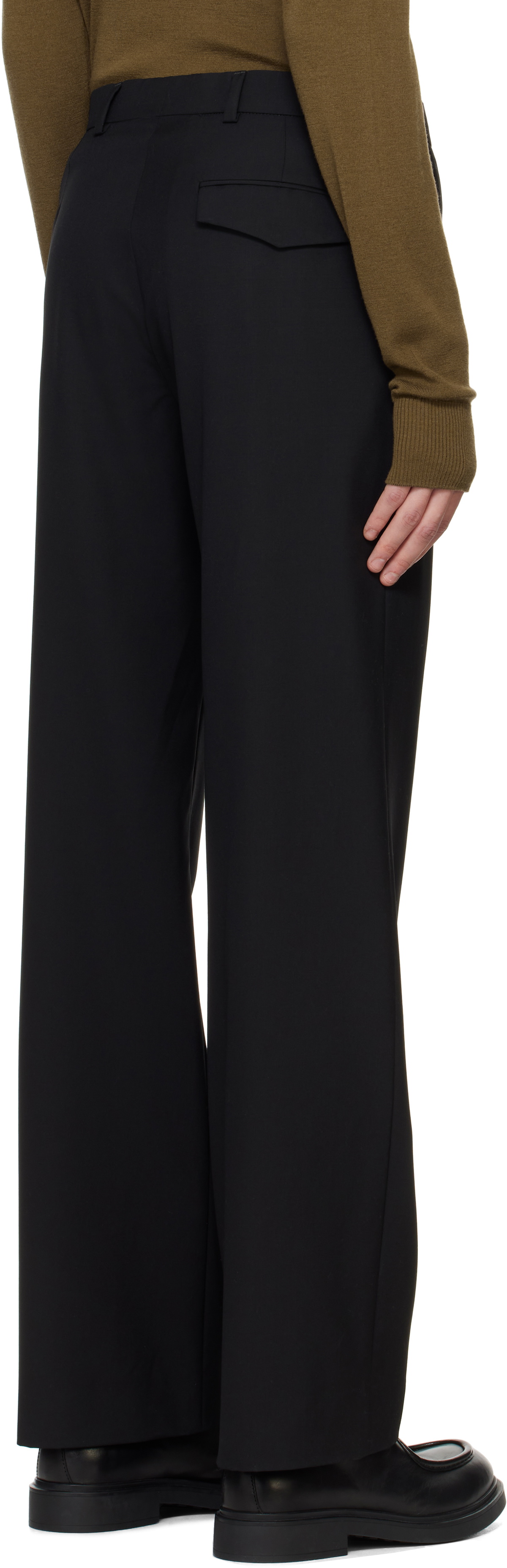 Rier Black Popeline Wool Trousers Rier