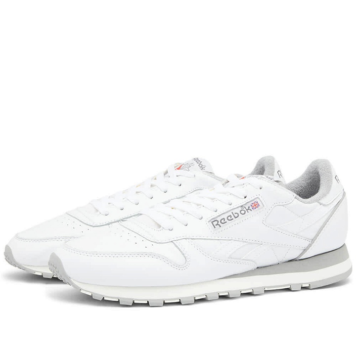 Photo: Reebok Men's Classic Leather 40th Anniversary Sneakers in White/Chalk/Solid Grey
