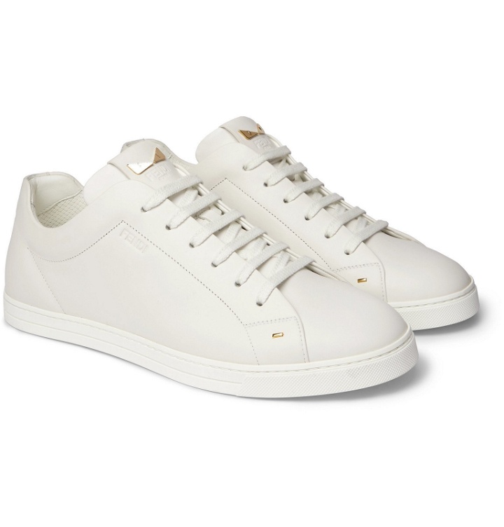 Photo: Fendi - I See You Embellished Leather Sneakers - White