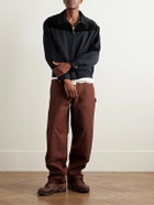 Visvim - Mayfield Velour-Trimmed Wool and Linen-Blend Bomber Jacket - Blue