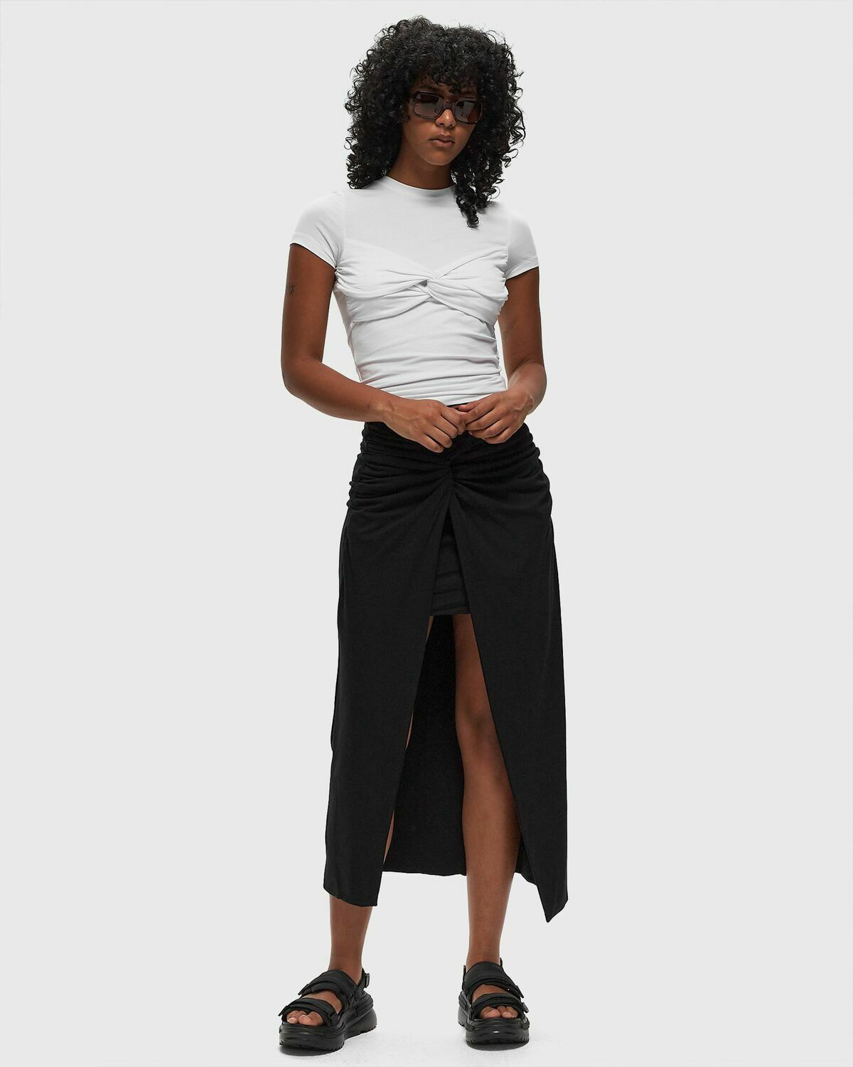 スカート ROTATE BIRGER CHRISTENSEN 'Fitted Twisted' skirt Black Rotate Birger Christensen Fitted Twisted Skirt Black Skirts
