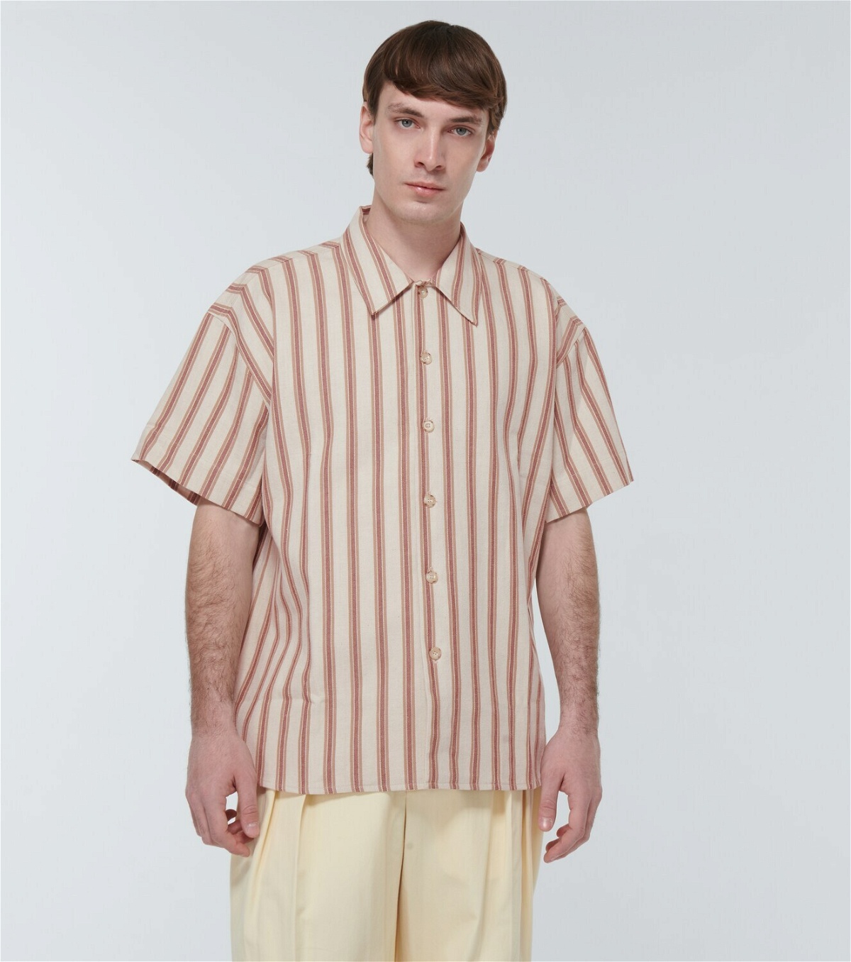 Commas Striped cotton and linen shirt