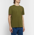 AMI - Logo-Appliquéd Cotton-Jersey T-Shirt - Army green