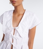 Ganni Bow-detail peplum cotton poplin blouse