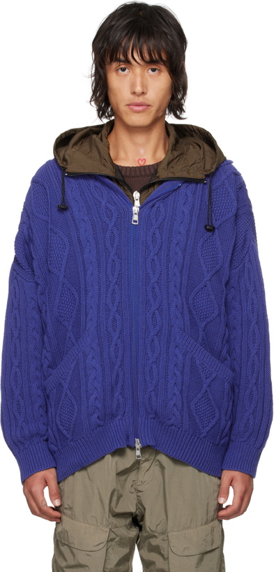 Photo: Robyn Lynch Blue Oversized Cable-Knit Hoodie