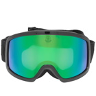 Moncler Eyewear Ski Goggles in Shiny Black/Blue Mirror