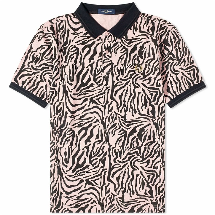 Photo: Fred Perry Men's Zebra Print Polo Shirt in Pink