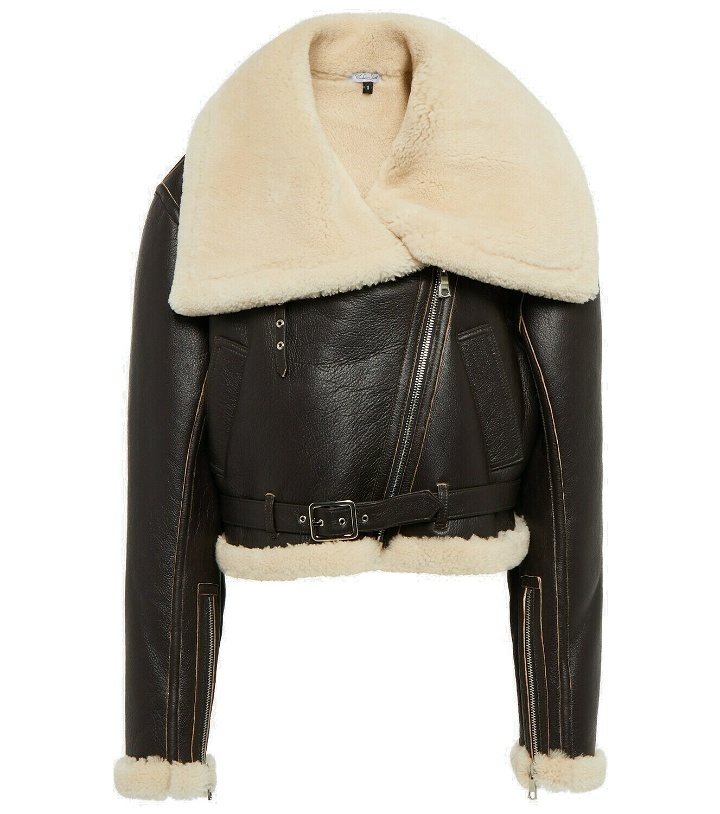 Photo: LaQuan Smith Shearling-trimmed leather jacket