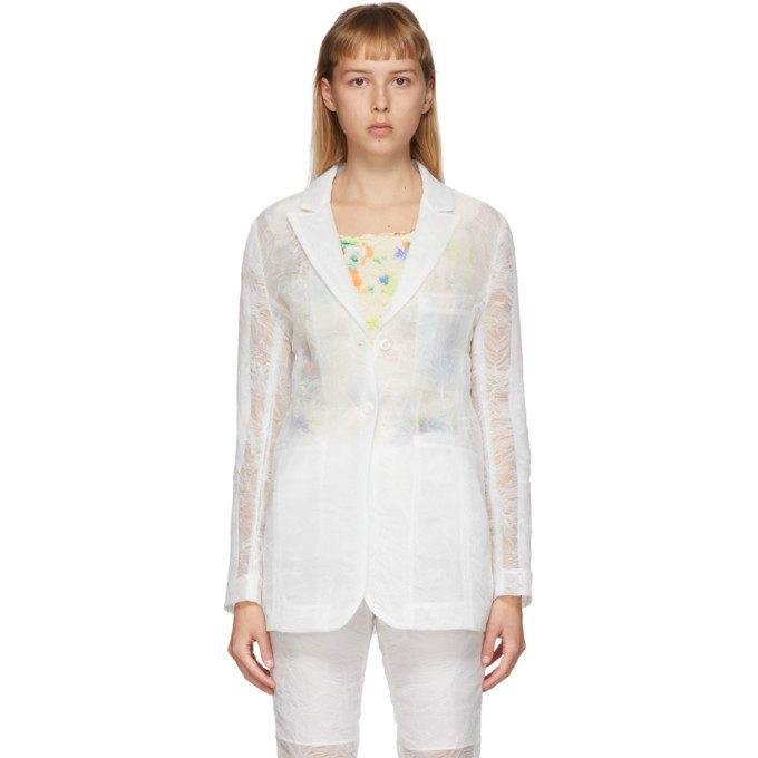 Cecilie Bahnsen White Organza Kapri Blazer Cecilie Bahnsen
