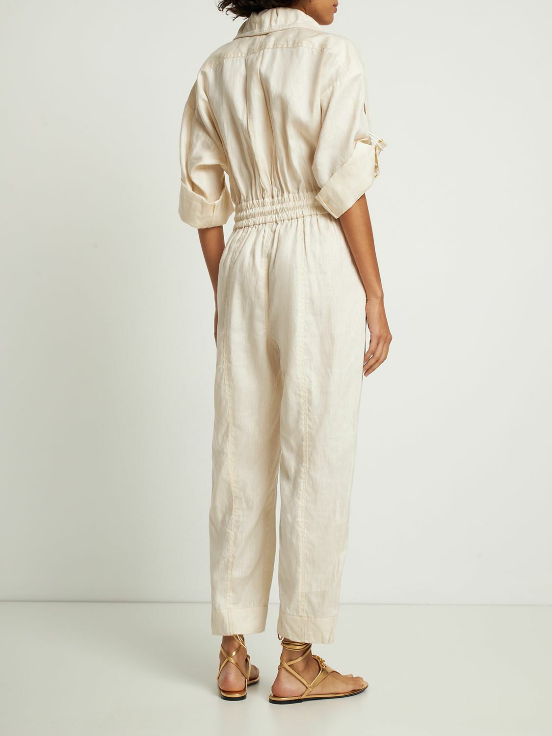 ZIMMERMANN High Tide Utility Linen Jumpsuit Zimmermann