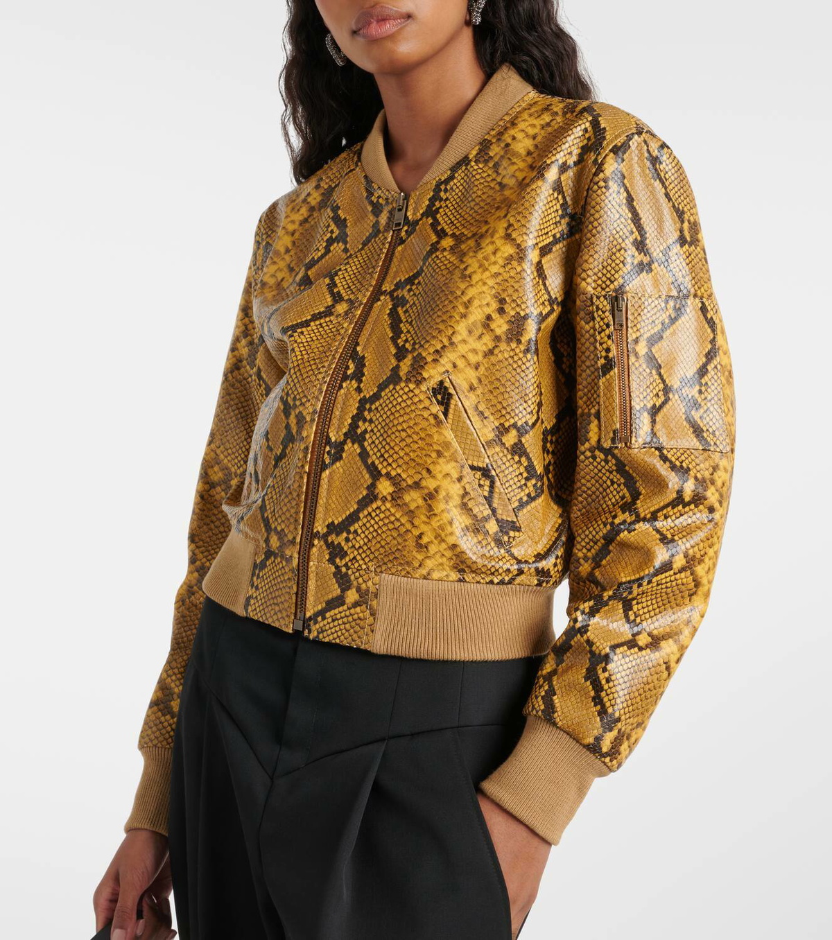 Isabel Marant Cerem snake-effect leather bomber jacket