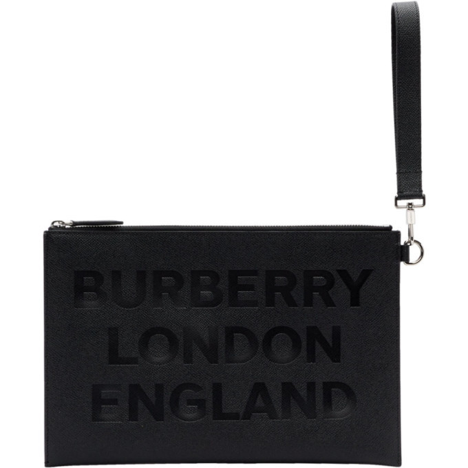 Burberry Black Leather Edin Zip Pouch Burberry