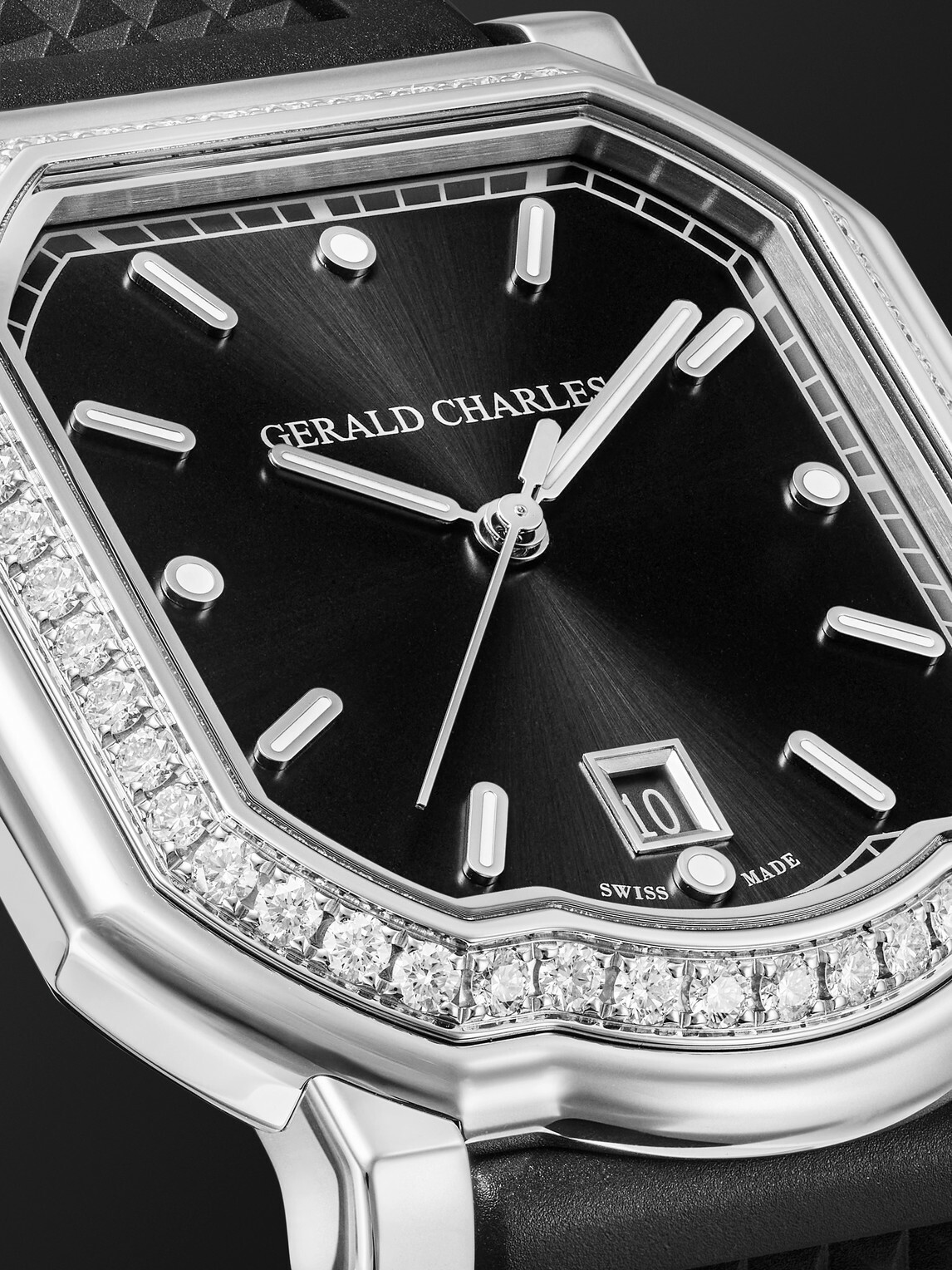 Gerald Charles - Maestro 2.0 Ultra-Thin Automatic 39mm Stainless Steel, Diamond and Rubber Watch, Ref. No. GC2.0-A-DIA-00