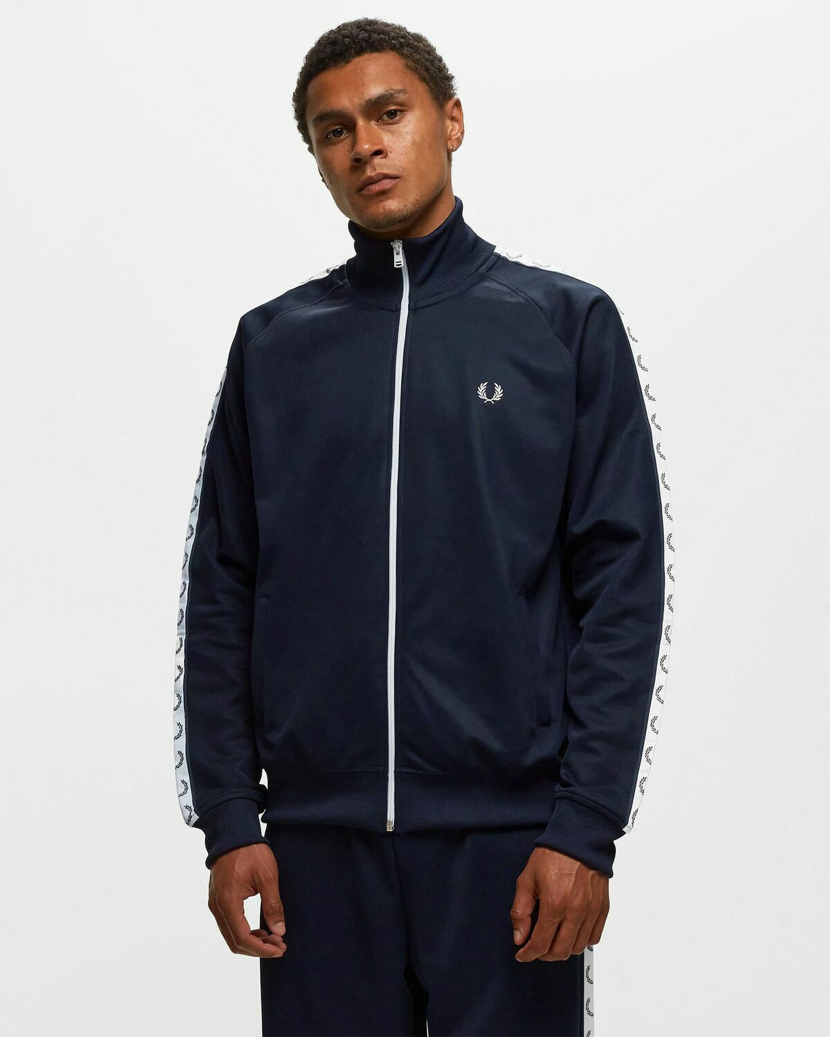 Fred Perry Taped Track Jacket Blue - Mens - Track Jackets Fred Perry