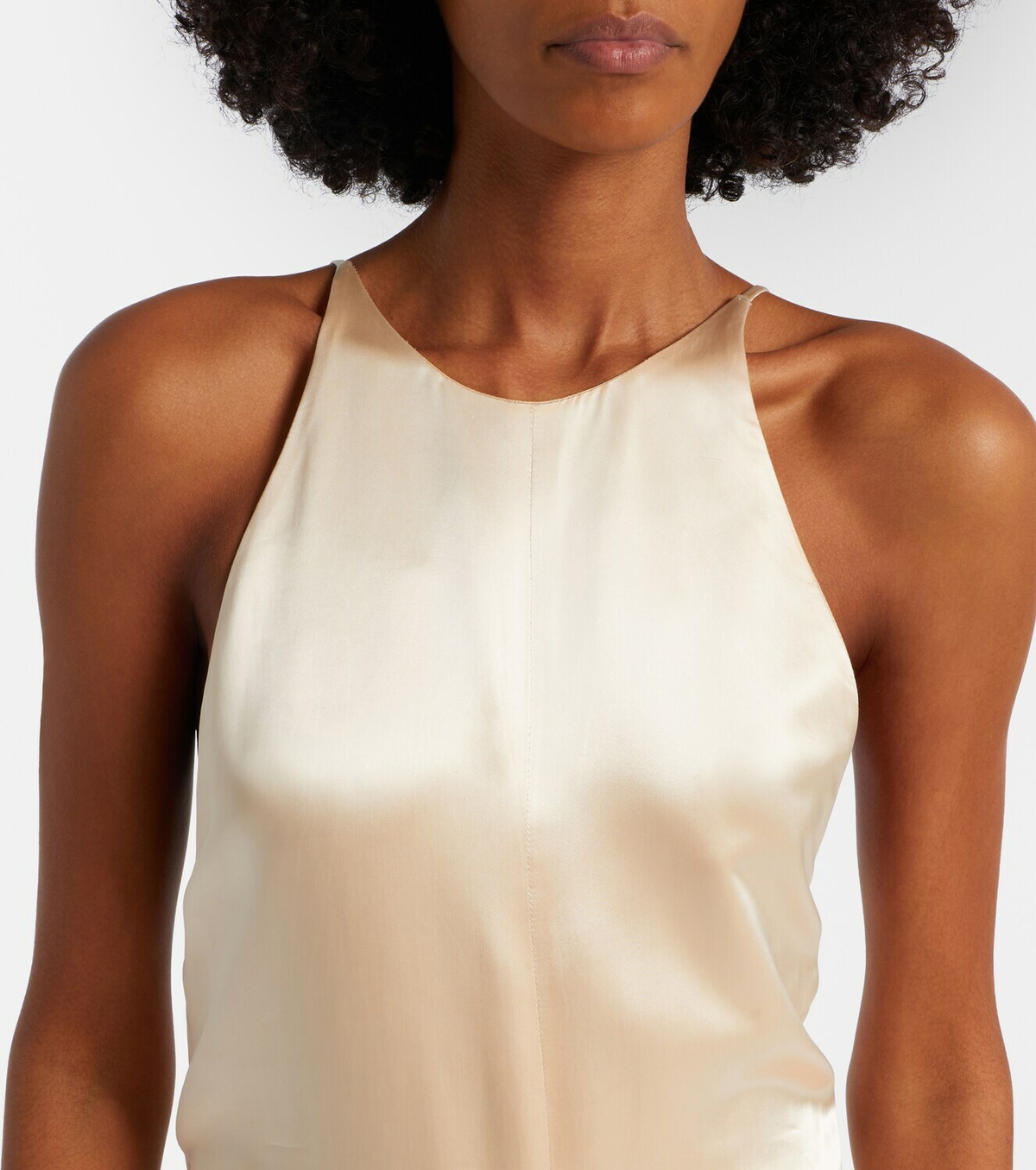 Khaite Draped gathered satin maxi dress
