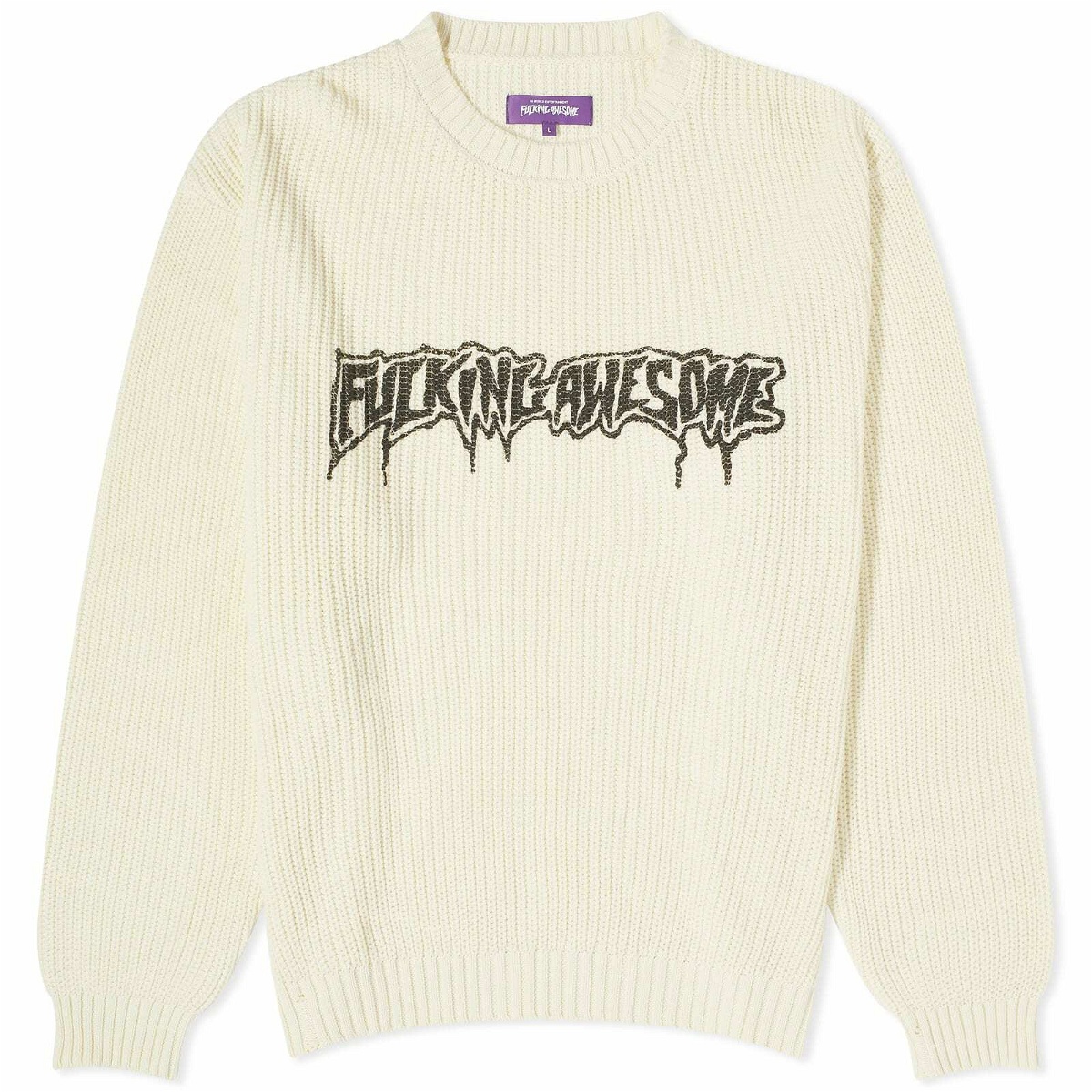 Photo: Fucking Awesome Men's Drip Logo Crew Knit in Cream