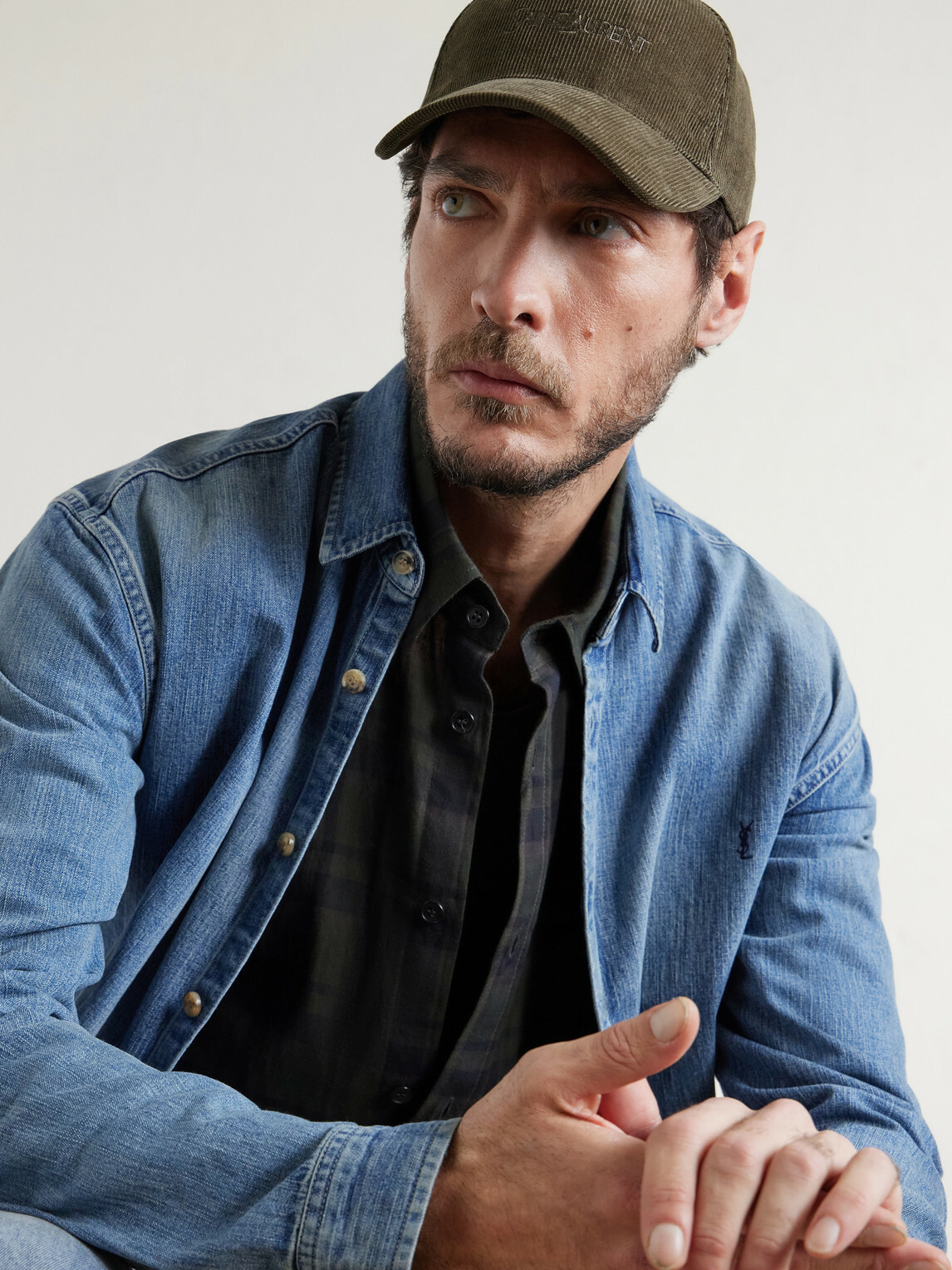 SAINT LAURENT - Logo-Embroidered Cotton-Corduroy Baseball Cap - Green
