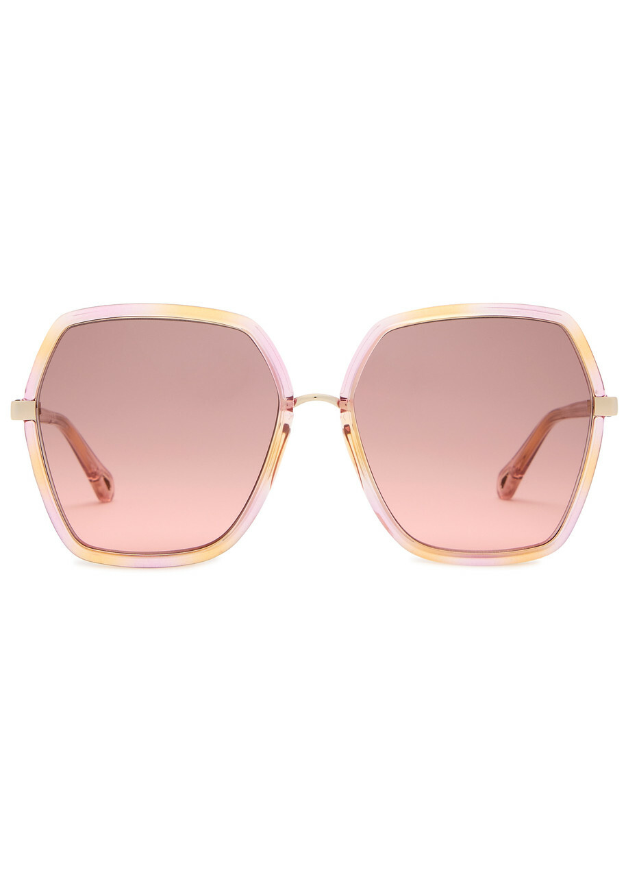 Oversized Square Pink Sunglasses with Brown Lenses Chloe Pastel Ballerina Chloe CH0278S 001 Sunglasses - US main image 3