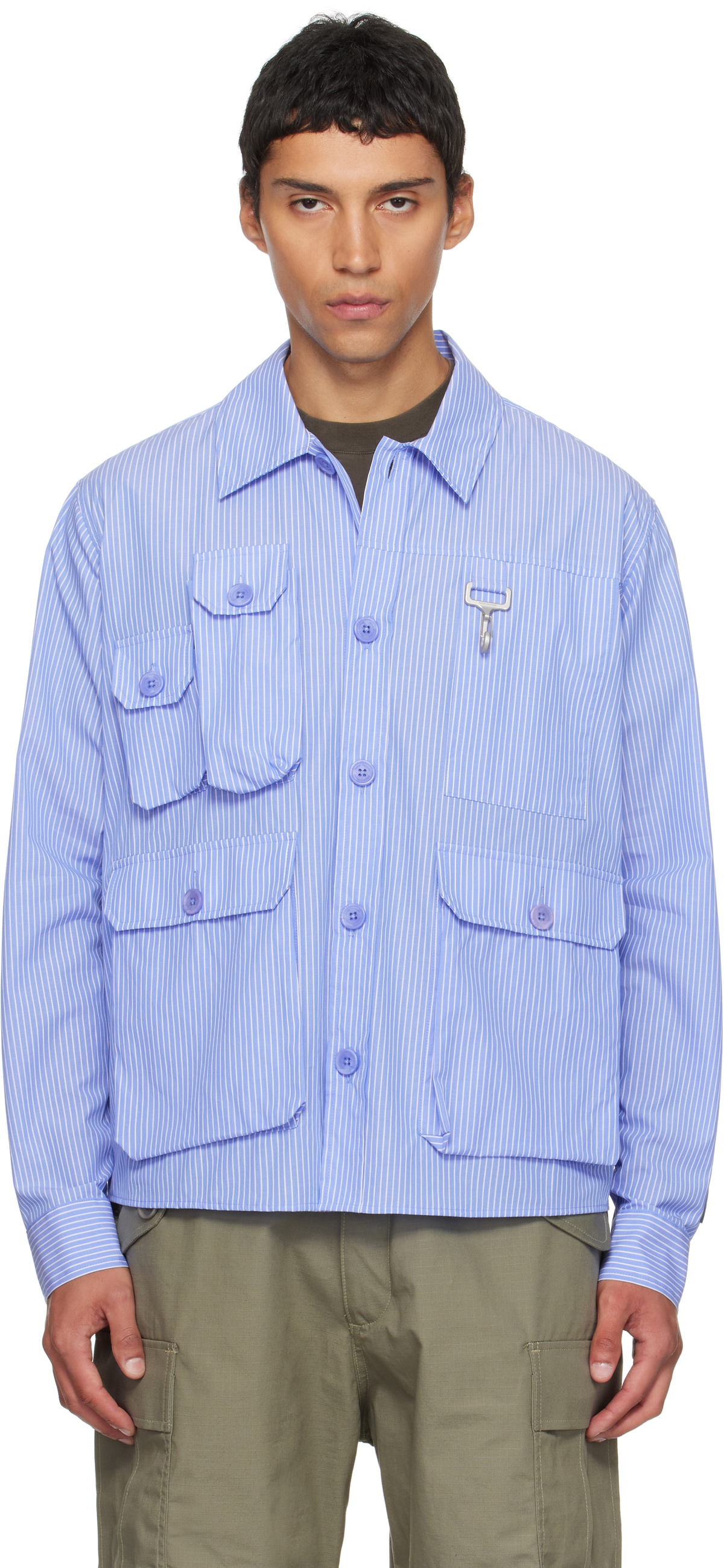 Reese Cooper Blue Cargo Button Down Shirt