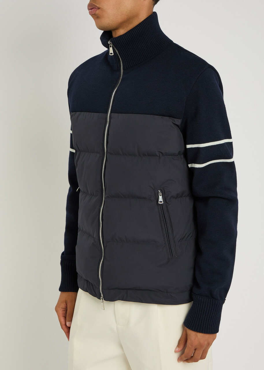 Aurélien Frost Quilted Wool-blend and Shell Jacket Navy