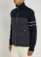 Aurélien Frost Quilted Wool-blend and Shell Jacket Navy