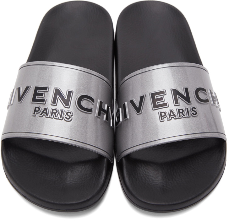 Givenchy Silver Logo Flat Sandals Givenchy