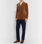 Ralph Lauren Purple Label - Camel Slim-Fit Double-Breasted Cotton-Velvet Suit Jacket - Brown