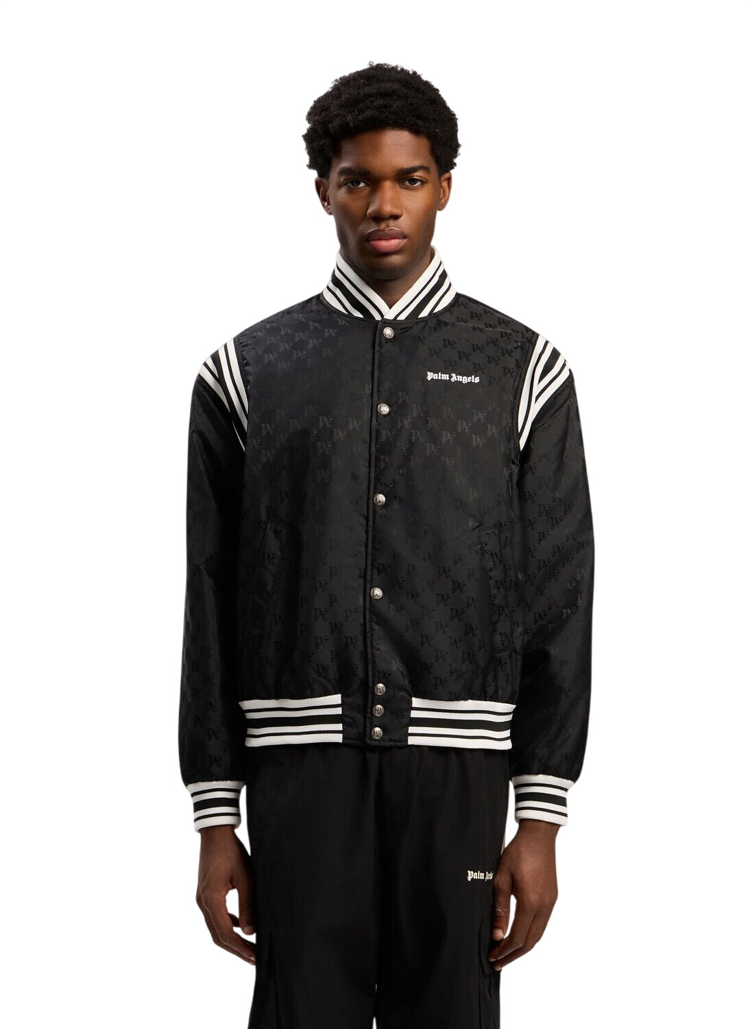 Palm Angels - Appliquéd Leather Varsity Jacket - Black Palm Angels