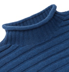 Mr P. - Ribbed Virgin Wool Mock-Neck Sweater - Blue
