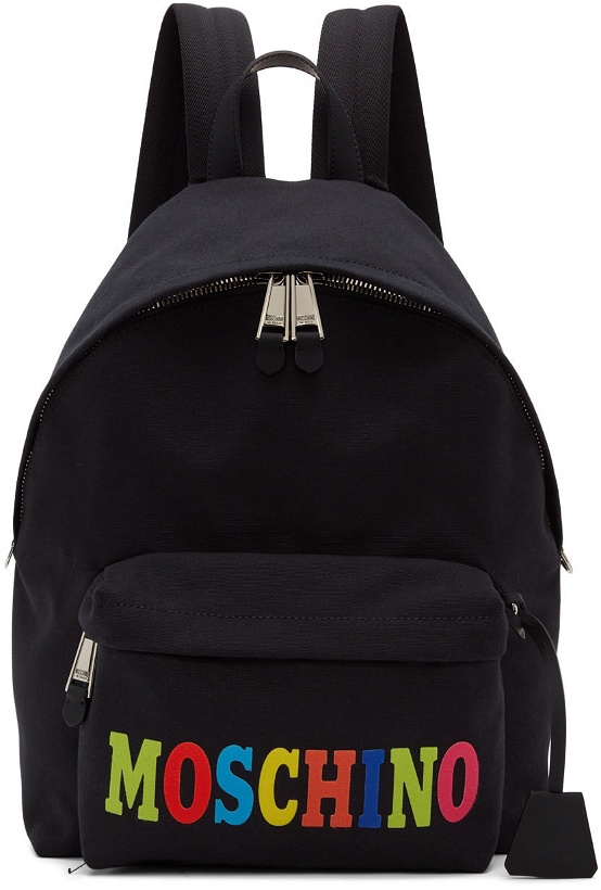 Photo: Moschino Black Felted Logo Backpack