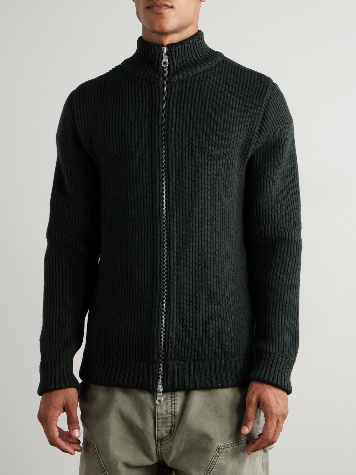 S.N.S. Herning - Virgin Wool Zip-Up Cardigan - Green