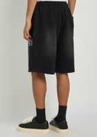 Kidwest Flame Logo-print Cotton Shorts Black