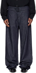 Mugler Navy Raw Denim Jeans