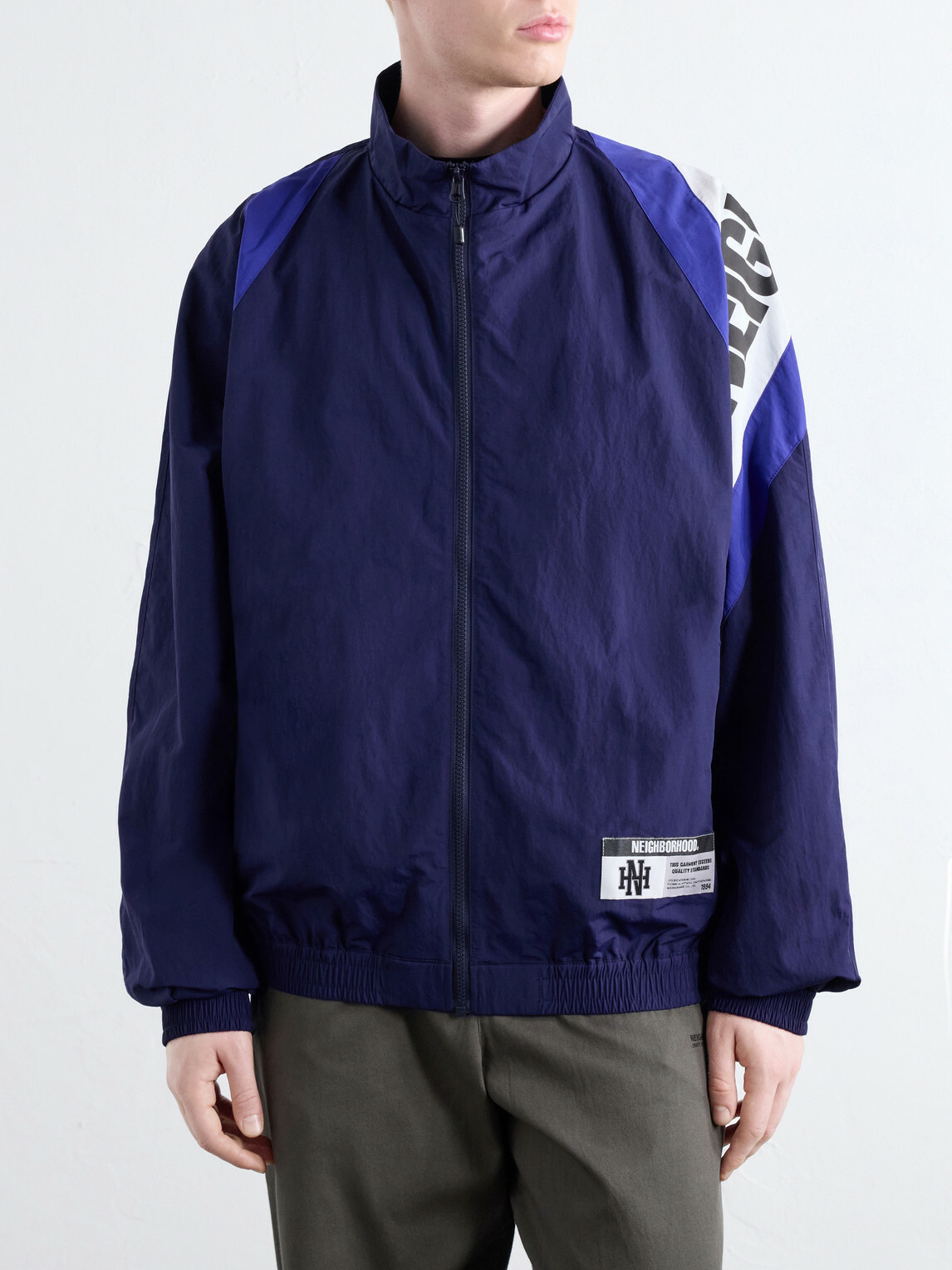 Neighborhood - Logo-Print Colour-Block Taffeta Track Jacket - Blue