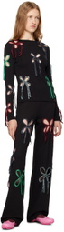 J.Kim Black Colorful Petal Lounge Pants