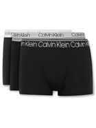 CALVIN KLEIN UNDERWEAR - Three-Pack Stretch-Cotton Boxer Briefs - Black - L