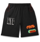 Heron Preston - Printed Organic Loopback Cotton-Jersey Drawstring Shorts - Black